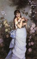 Toulmouche, Auguste - A Young Woman in a Rose Garden